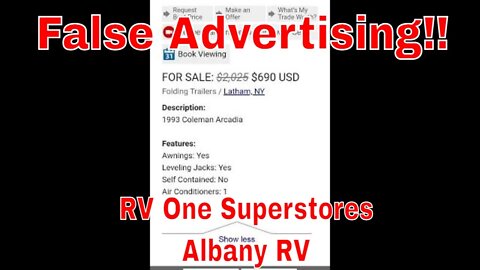 Albany RV False Advertising!