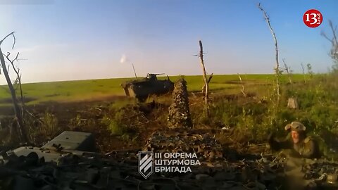 Ukrainian tank enters Russian position