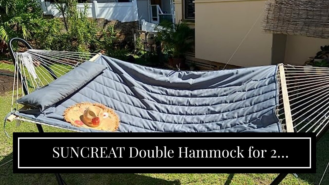 SUNCREAT Double Hammock for 2 Person, Extra Large Outdoor Portable Hammock with Hardwood Spread...