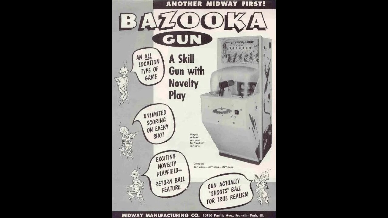 Bazooka Gun is a relatively unknown Space themed mid century arcade game