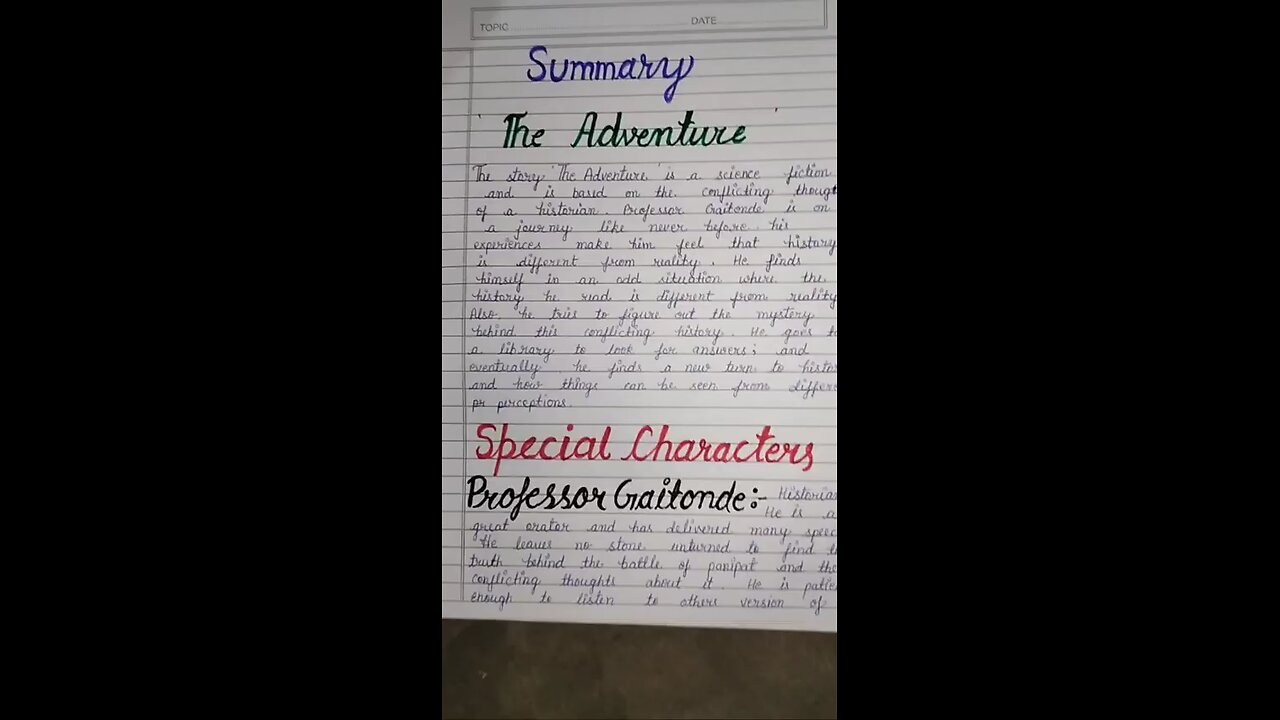 Ch 7 (The Advanture) Project File Class 11th English #Cbse