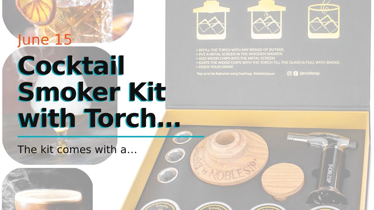 Cocktail Smoker Kit with Torch Bourbon Smoker Kit for Drinks & Wood Chips Spoon Brush Infuse Ba...