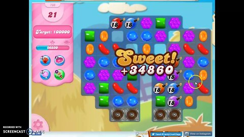 Candy Crush Level 735 Audio Talkthrough, 1 Star 0 Boosters