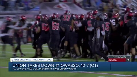 Union beats Owasso 10-7 in overtime