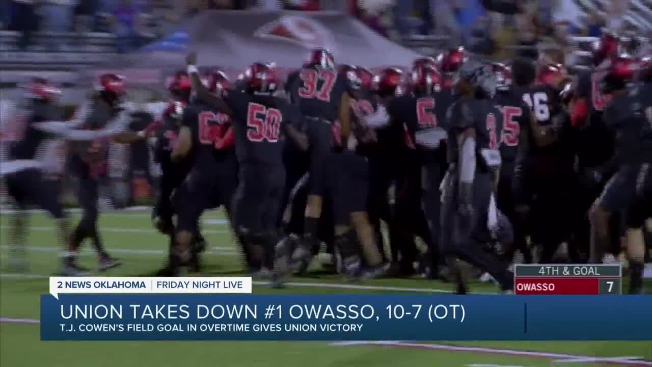 Union beats Owasso 10-7 in overtime