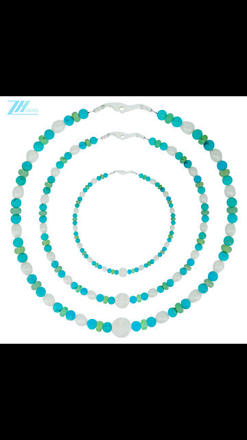 Natural turquoise roundle beads with pretty pearl jasper and white sakura onyx gemstone03