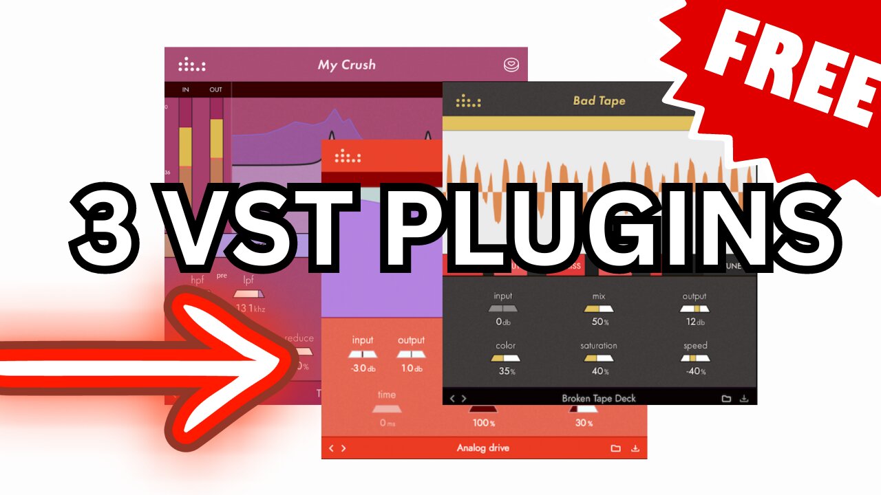 3 FREE VST AU AXX PLUGINS | Saturation Warble Hiss Tape Slapback Delay Bit Crusher Shutter & More