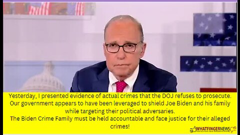 Yesterday, I presented evidence of actual crimes that the DOJ refuses to prosecute.