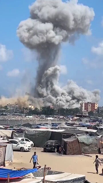 isreal defending itself by dropping 500 tons bomb on a tent
