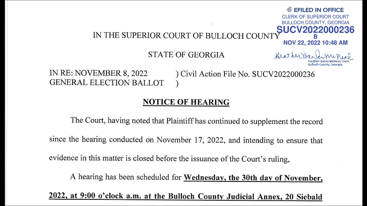 Bulloch County 2022 Ballot Challenge Hearing Nov. 30, 2022