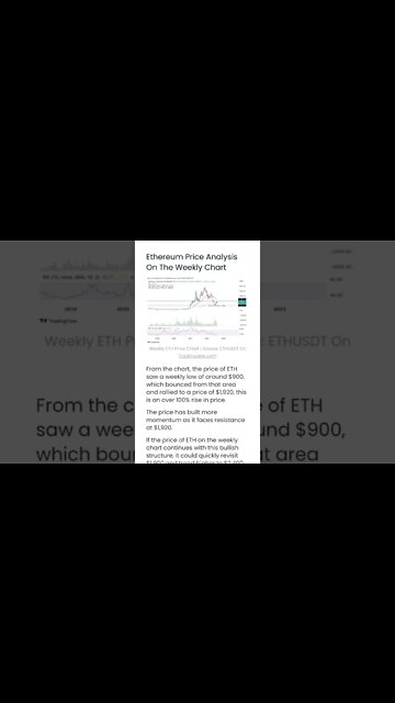 Ethereum Price Analysis On The Weekly Chart @aantonop @CoinBureau @BenjaminCowen @BitBoyCrypto
