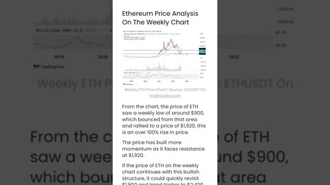 Ethereum Price Analysis On The Weekly Chart @aantonop @CoinBureau @BenjaminCowen @BitBoyCrypto