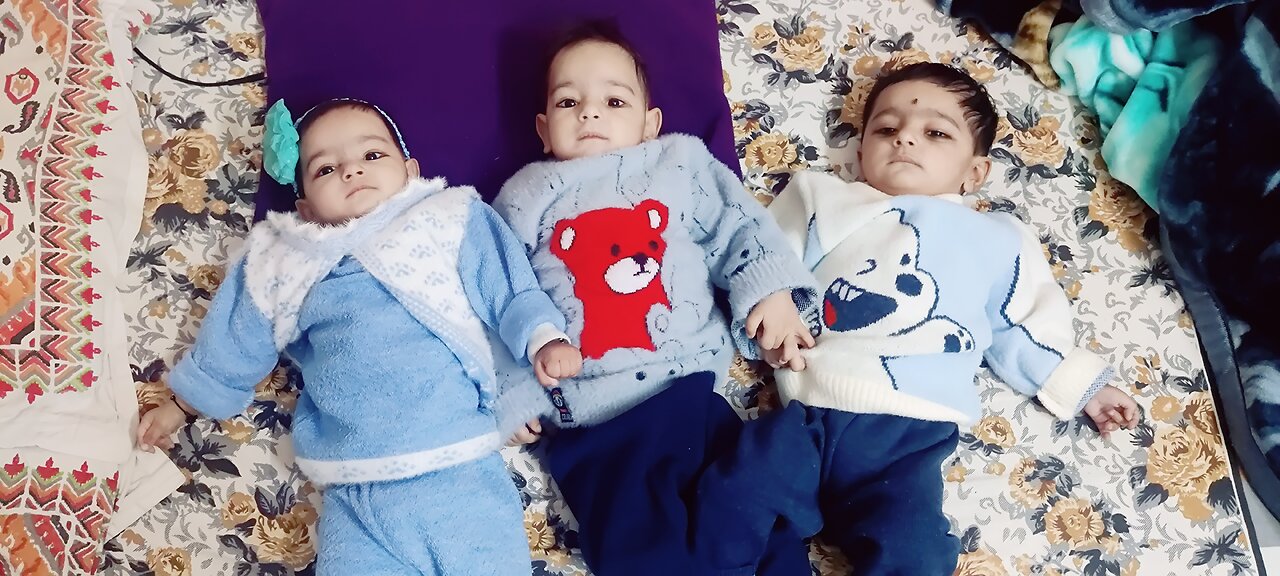 Triplets love|| my world|| cute little babies