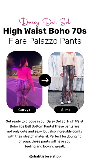 Daisy Del Sol High Waist Boho 70s Bell Bottom Flare Palazzo Pants❤️‍🔥