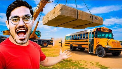 We Dropped a 5000 Kg Stone on a Bus | Will It Survive?