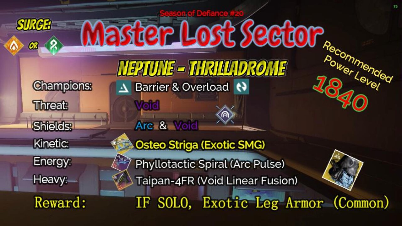 Destiny 2 Master Lost Sector: Neptune - Thrilladrome on my Titan 4-13-23