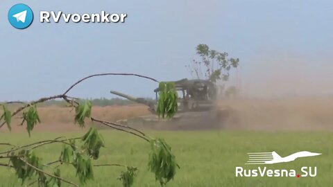 Russian Tanks During The Offensive Strike The Positions Of Ukrainian Militants & Nationalist