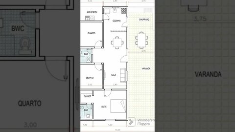 #construtorvirthalph #sktchup #2quartos #plantabaixa