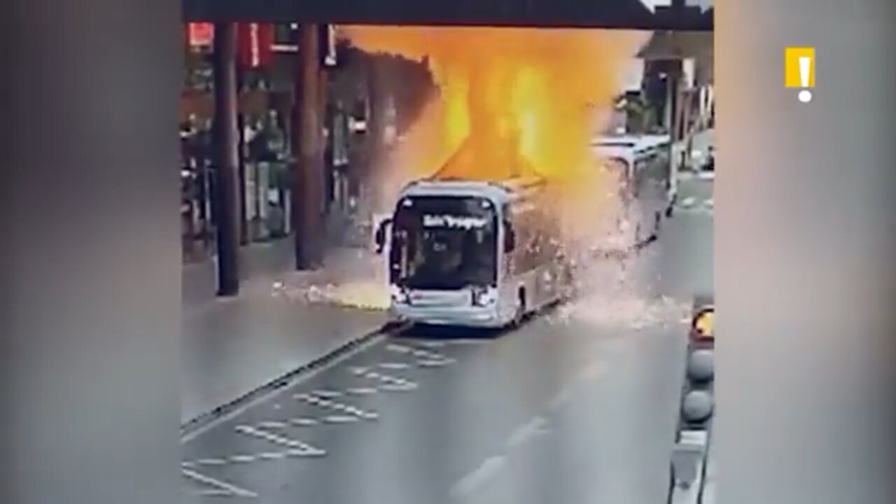 Electric bus with lithium batteries catches fire