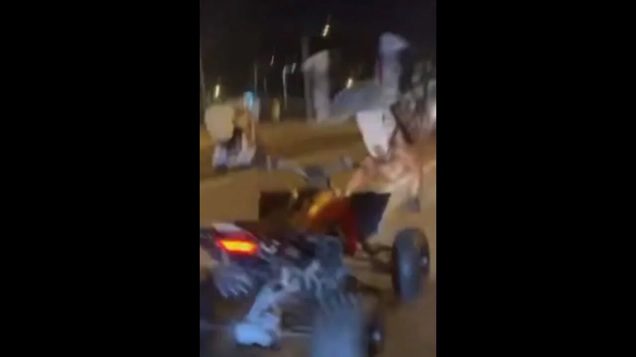 biker goes flying...😱😱