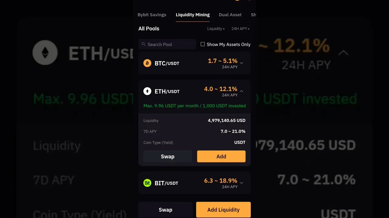 ETHEREUM BYBIT LIQUIDITY MINING REWARDS #liquiditymining #yieldfarming #bybit #bybittutorial #eth