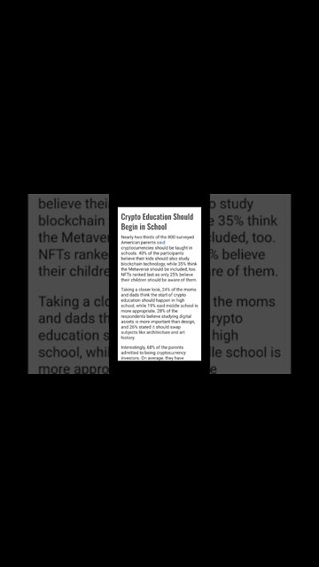 Latest American Surveyed! Crypto Education Should Begin in School #cryptomash #unitedstates #usa