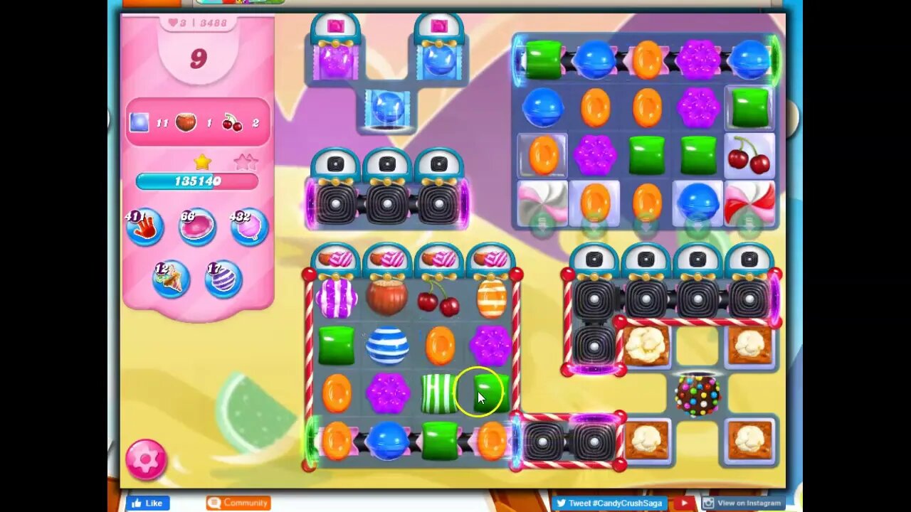 Candy Crush Level 3488 Talkthrough, 29 Moves 0 Boosters