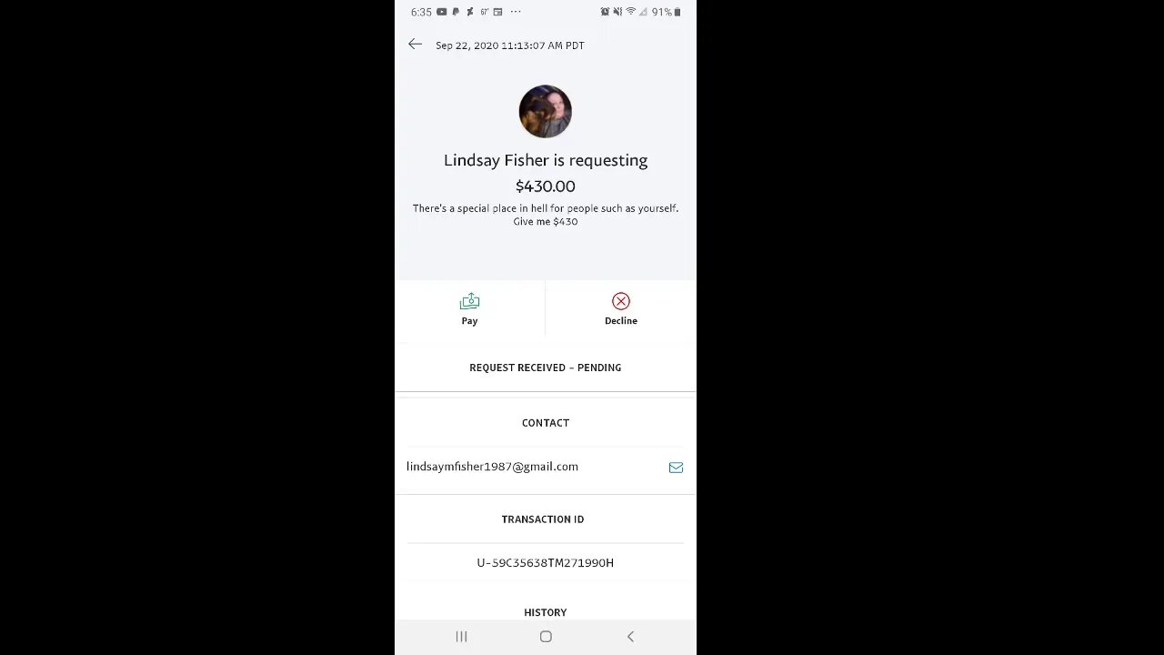 Bitch just scammed me out of 400 bucks! WTF!!