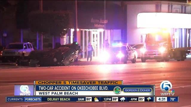 2 cars severely damaged on Okeechobee Boulevard