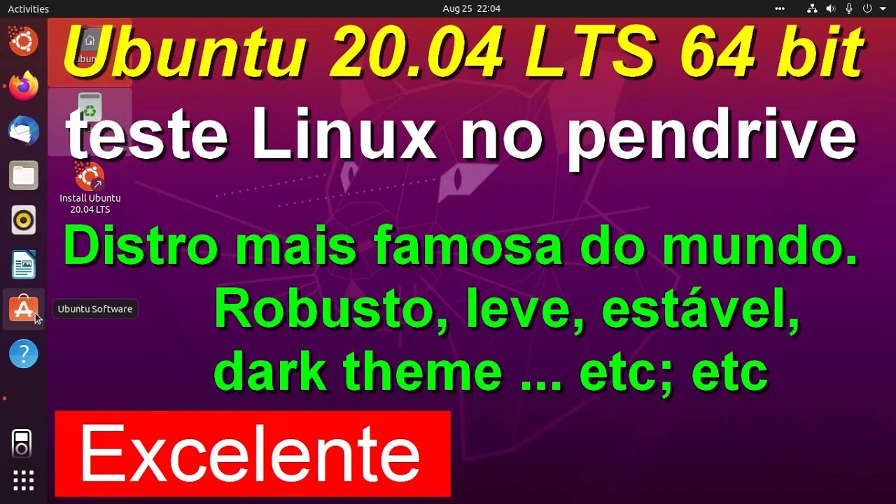 Teste do Ubuntu 20.04 LTS 64 bit no pendrive sem precisar instalar no Computador. Conheça Linux.