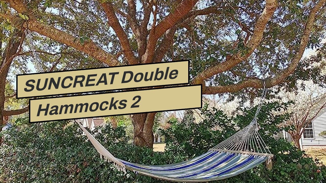 SUNCREAT Double Hammocks 2 Person with Extra Large Pillow, Non Fading Tree Hammocks for Outside...