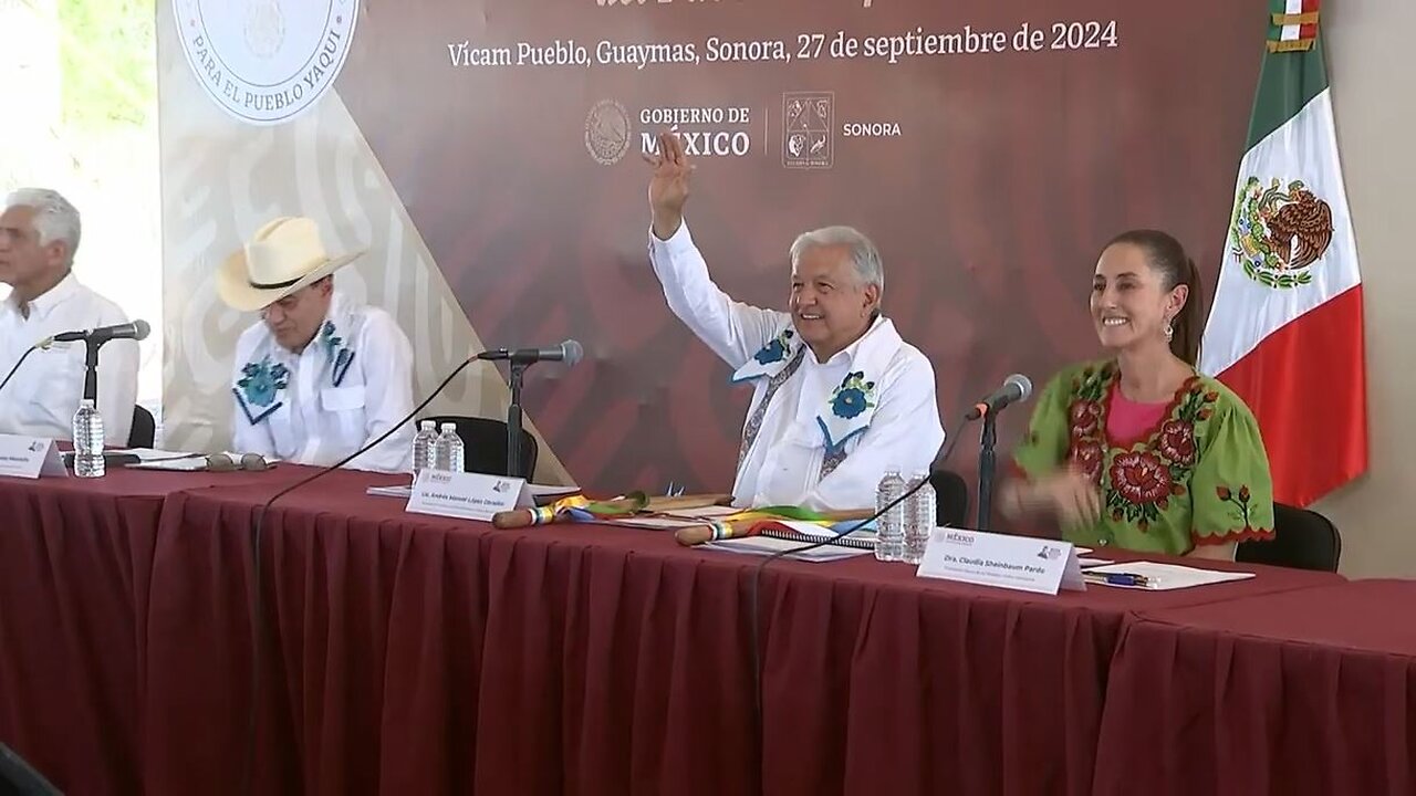 Entrega de acueducto y distrito de riego al pueblo yaqui, desde Guaymas, Sonora