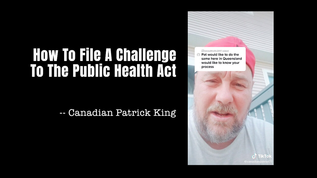 Patrick King: How To File A Challenge To The Public Health Act