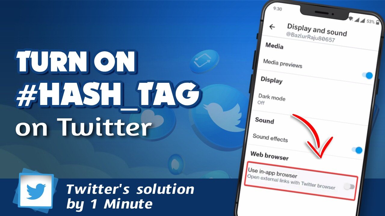 How to turn on as Hashtag on Twitter