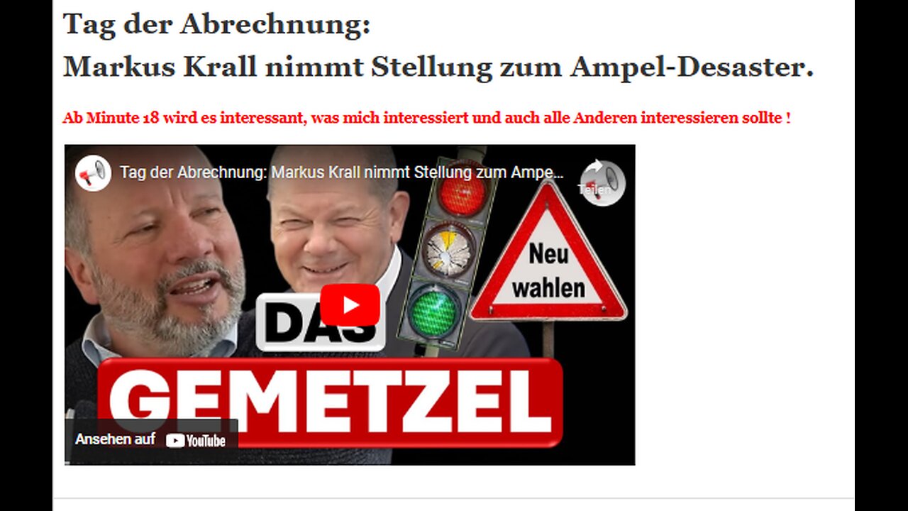 Tag der Abrechnung: Markus Krall nimmt Stellung zum Ampel-Desaster.