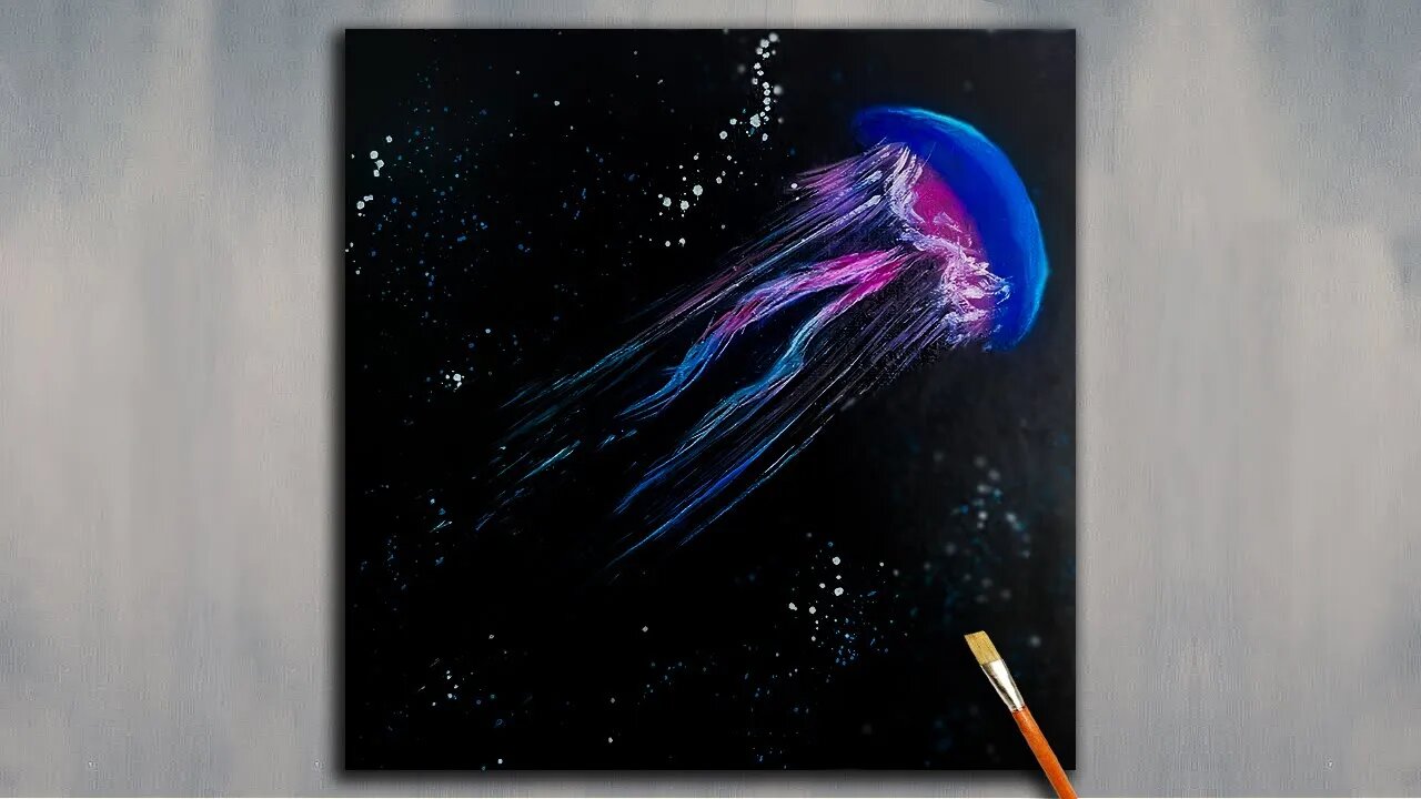 Glow in the Dark Jellyfish | Acrylic Painting For Beginners / Step by Step Tutorial