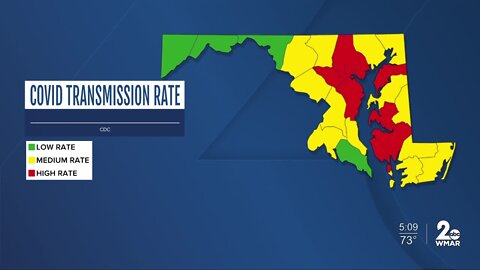 Baltimore City, Anne Arundel County sees COVID transmission levels go from medium to high