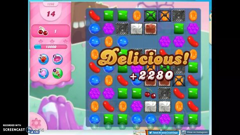 Candy Crush Level 1296 Audio Talkthrough, 1 Star 0 Boosters