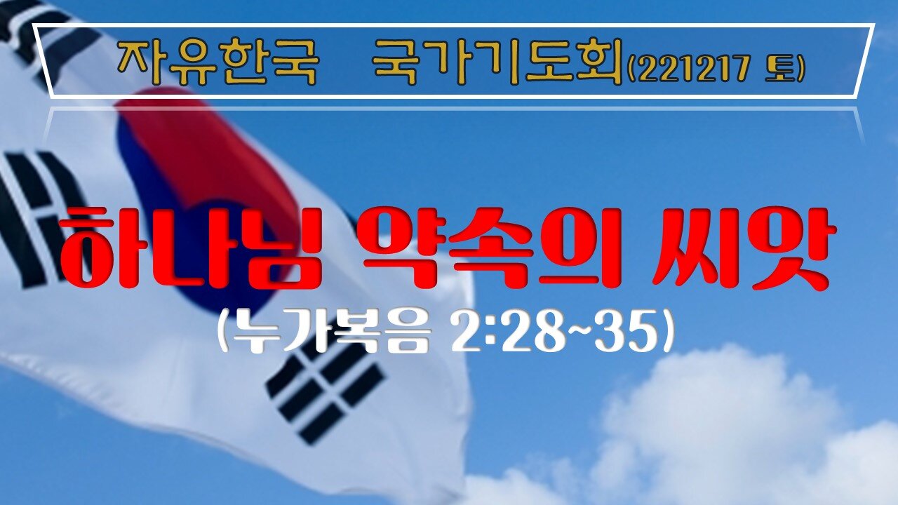 하나님 약속의 씨앗(눅2:28~35) (221217 토) [자유한국 국가기도회] 대표 김시환 목사 * 남철희 장로 인도