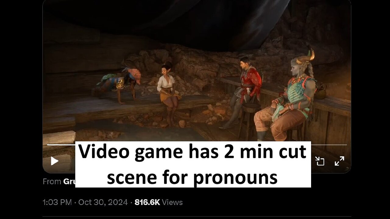 Video game Dragon Age has 2 min lecture on pronouns, buy cartridge games!