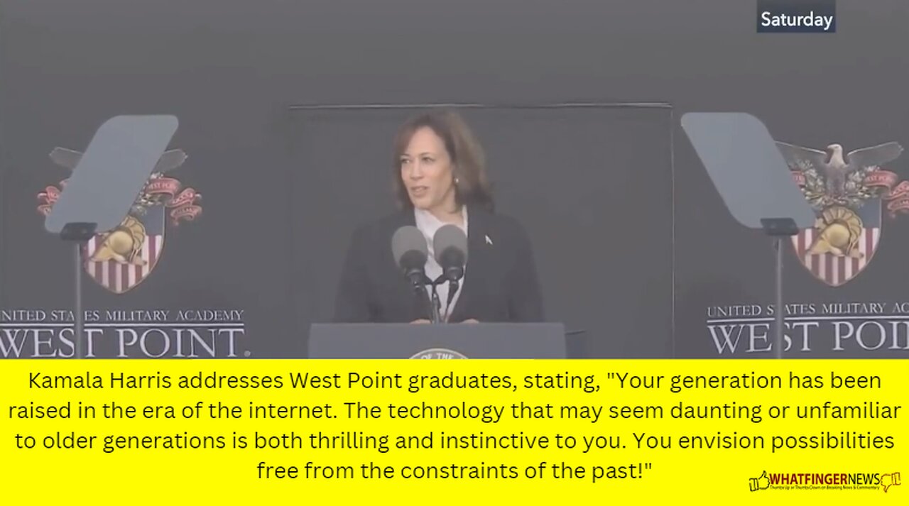 Kamala Harris addresses West Point graduates, stating, Your generation has been raised