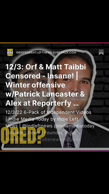 12/3: Orf & Matt Taibbi Censored! | @KitKlarenberg & @PrimoRadical: The FTX Web of Corruption +