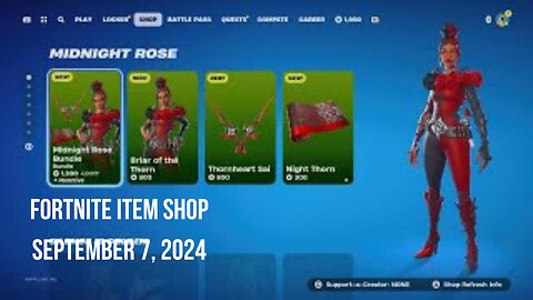 Fortnite Item Shop|September 7, 2024(*New* Midnight Rose Bundle & What You Want Emote)