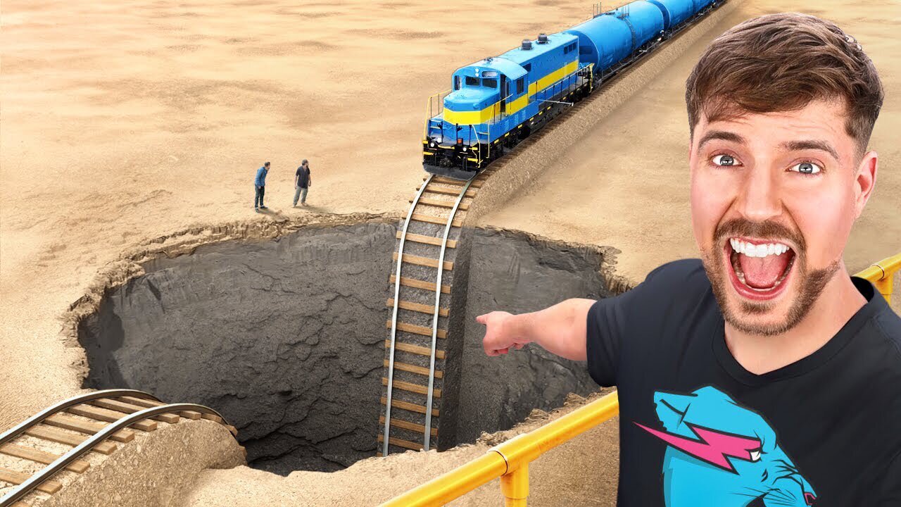 Train Vs Giant Pit…..MR BEAST