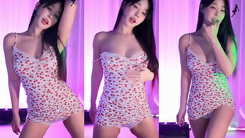 NSFW | Dance streamer in a suspender hip skirt, white underwear exposed, shaking her chest and hips seductively 
