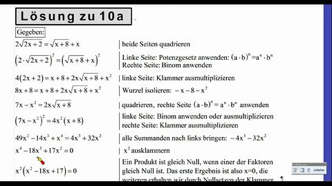 Wurzelgleichung 6 ►Zwei Wurzeln und Linearglied