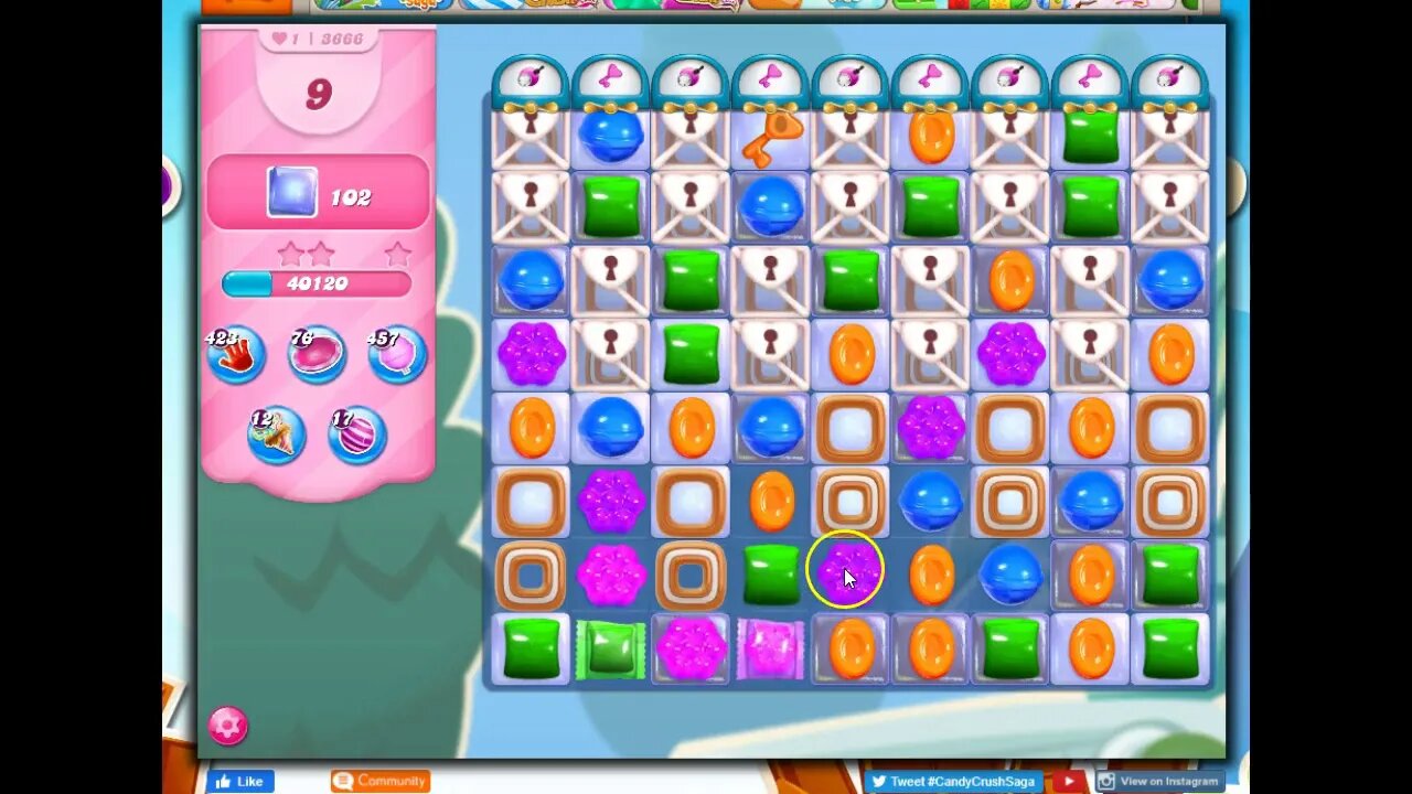 Candy Crush Level 3666 Talkthrough, 15 Moves 0 Boosters