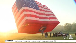 Sunny skies and a patriotic display above Omaha Friday