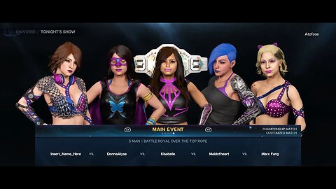 WWE2K23 AWF Week 4 Insert_Name_Here VS Donna VS Kisabelle VS MaidofHeart VS Marx Fang Title Belt