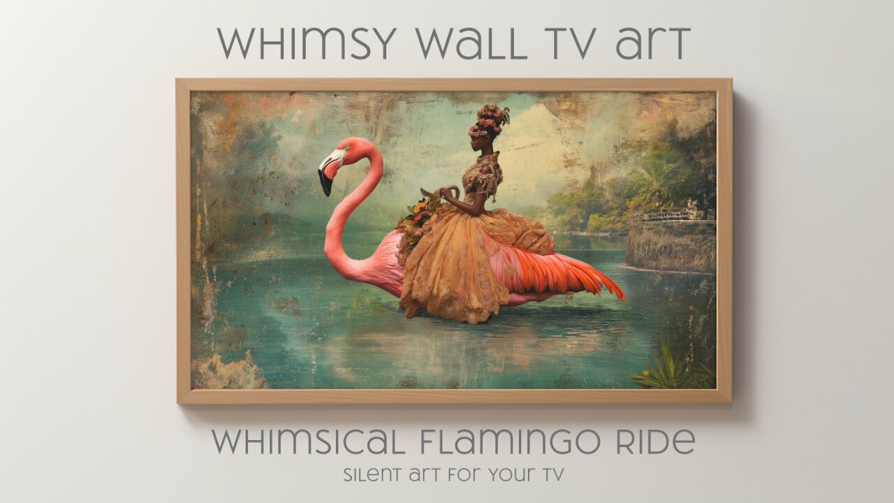 Whimsical Flamingo Ride: Silent Art For Your TV | Victorian Fantasy Art | 4K